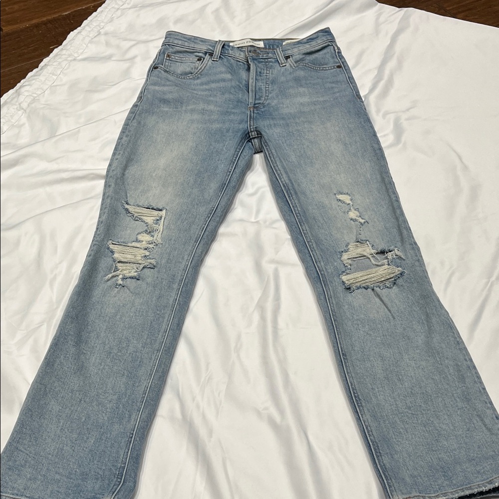 Aritzia Denim Forum Arlo Light Blue Straight Leg Jeans
